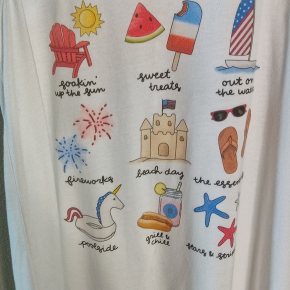 3OA Swingy Jersey Tank Top White Beach Print Size Small - Picture 3 of 7